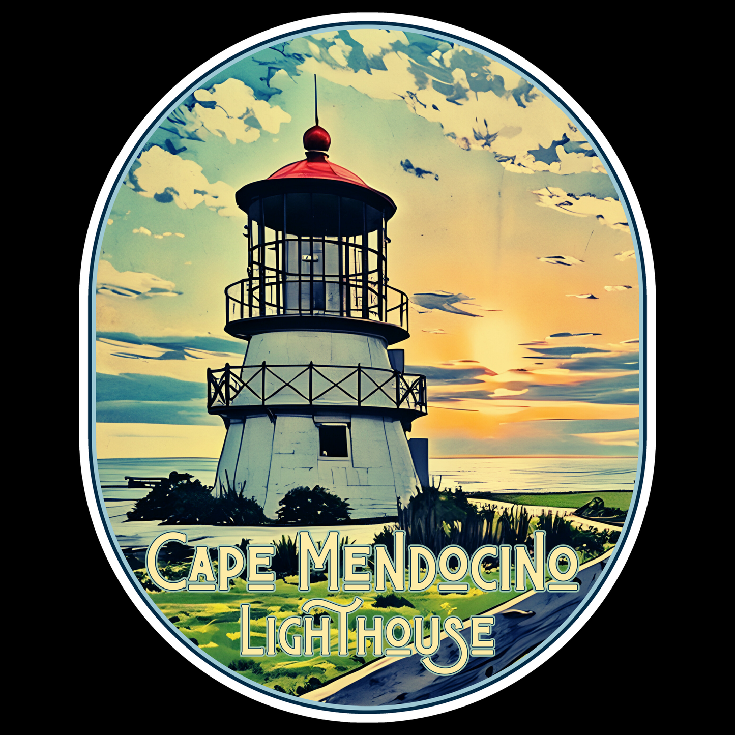 Cape Mendocino Lighthouse" Sticker 25 Pack