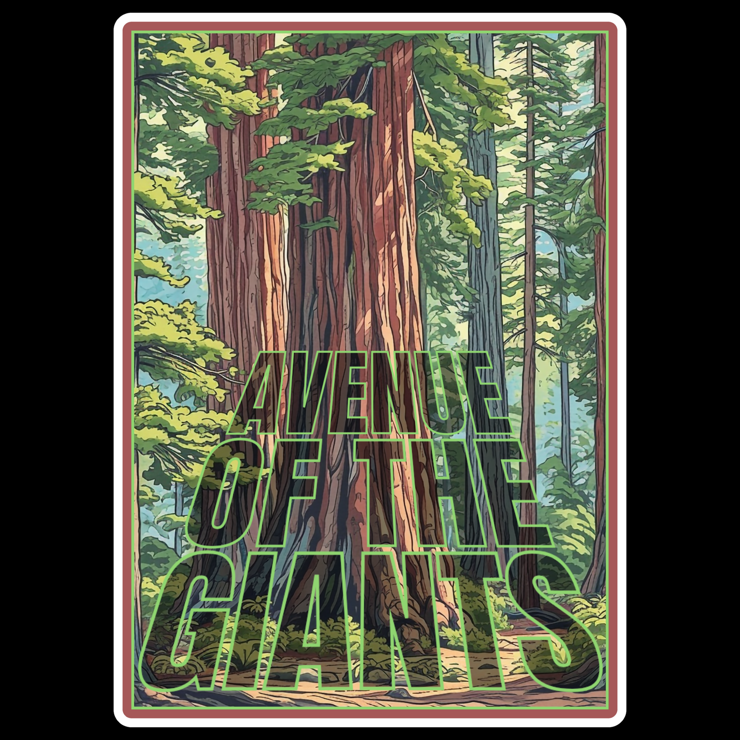 Avenue of the Giants 4" Sticker 25 Pack