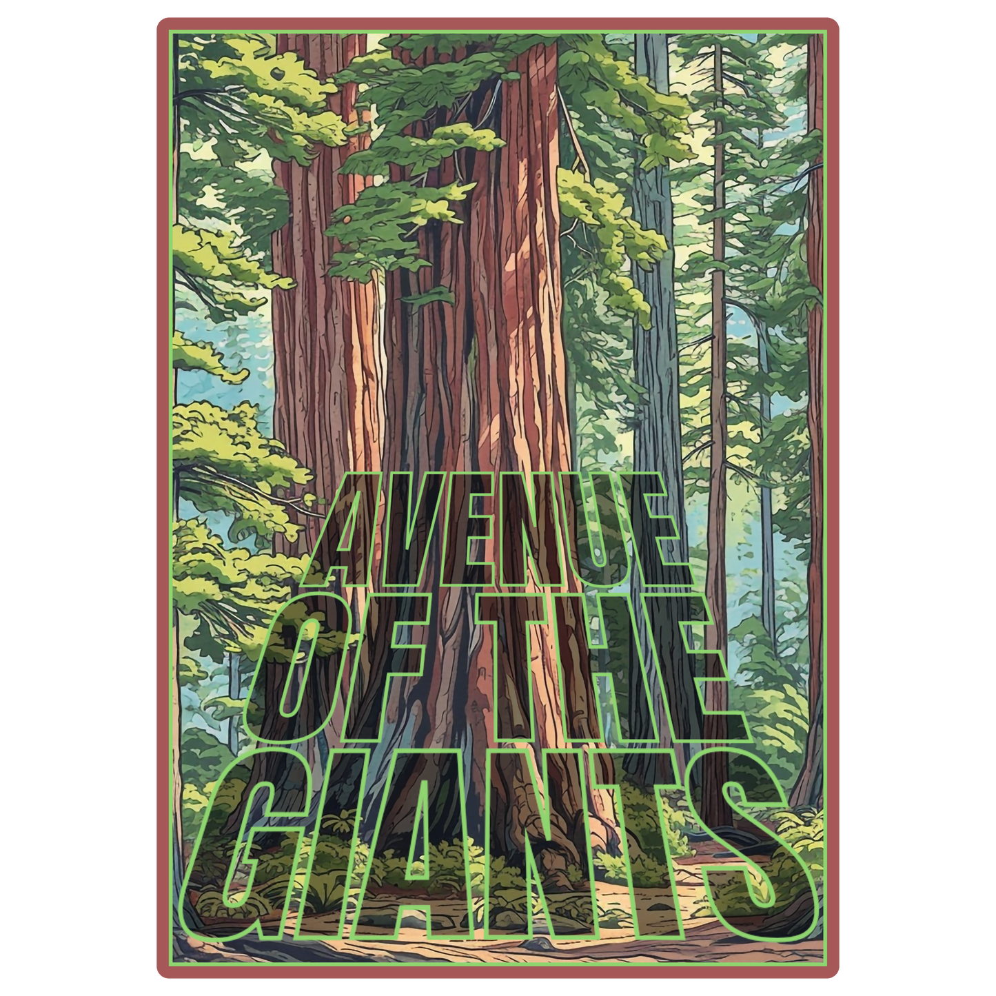Avenue of the Giants 4" Sticker