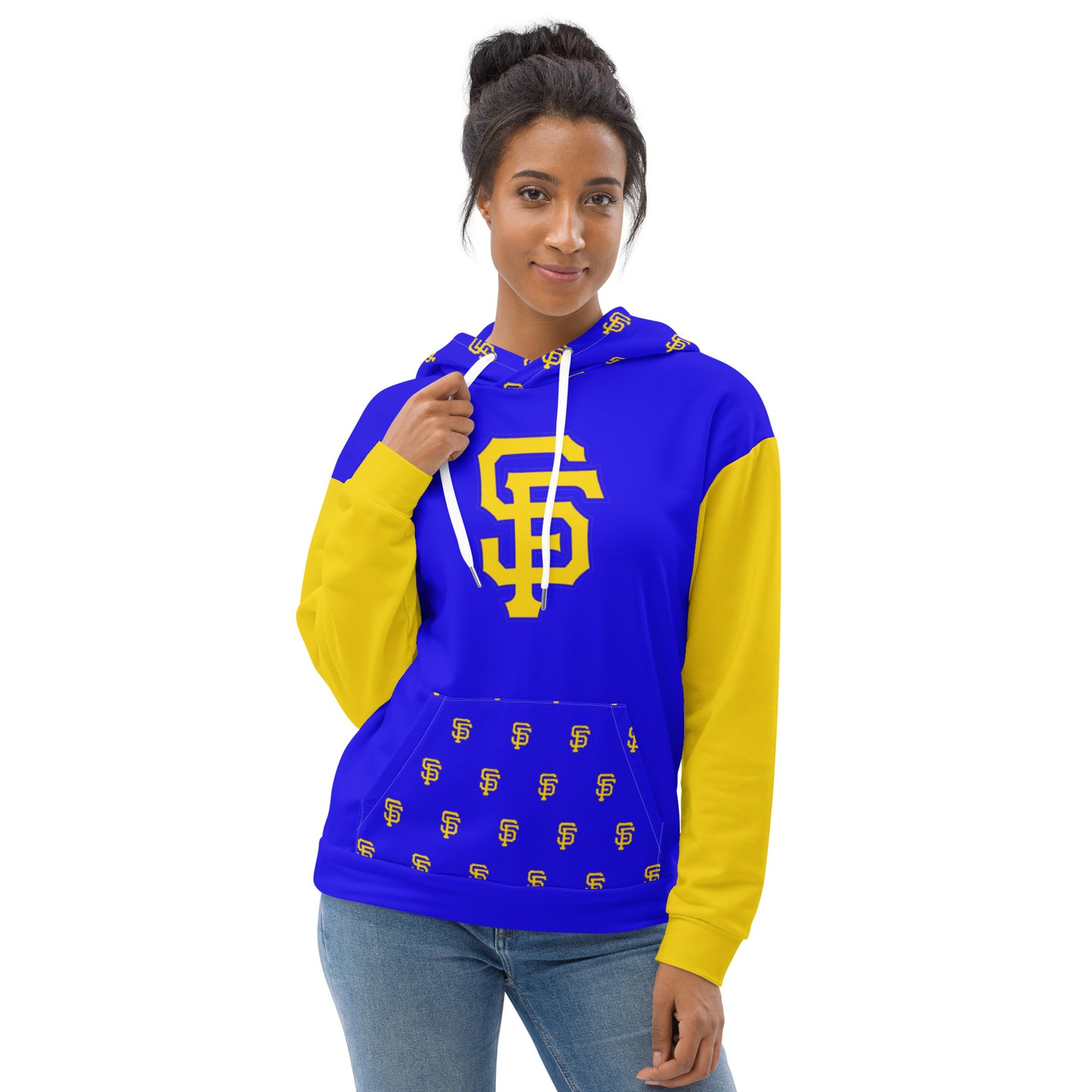 SF Royal Blue with Yellow Gold Sleeves Hoodie