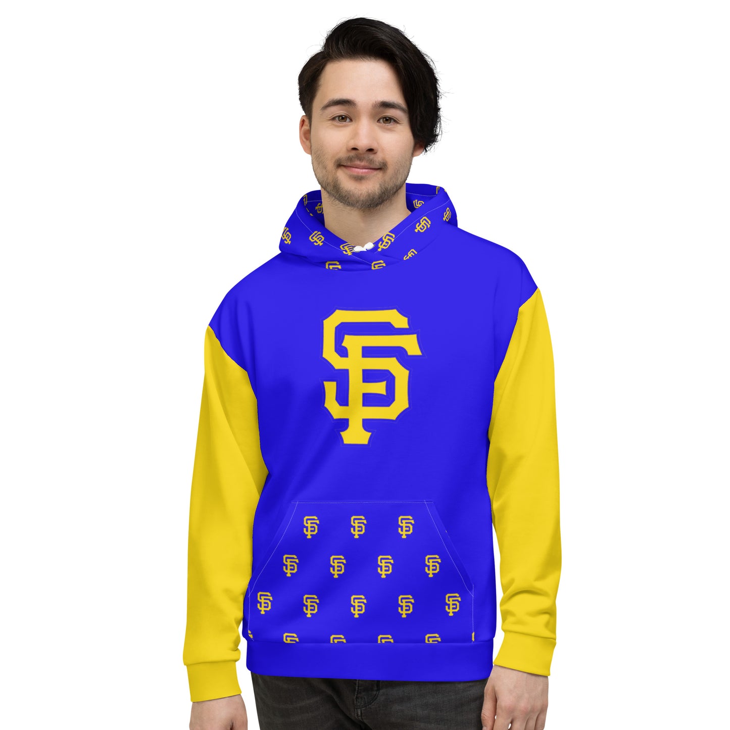 SF Royal Blue with Yellow Gold Sleeves Hoodie
