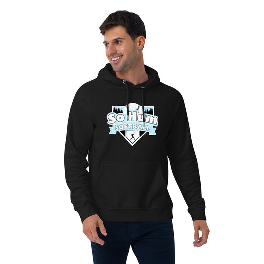 So Hum Softball Light Blue eco raglan hoodie