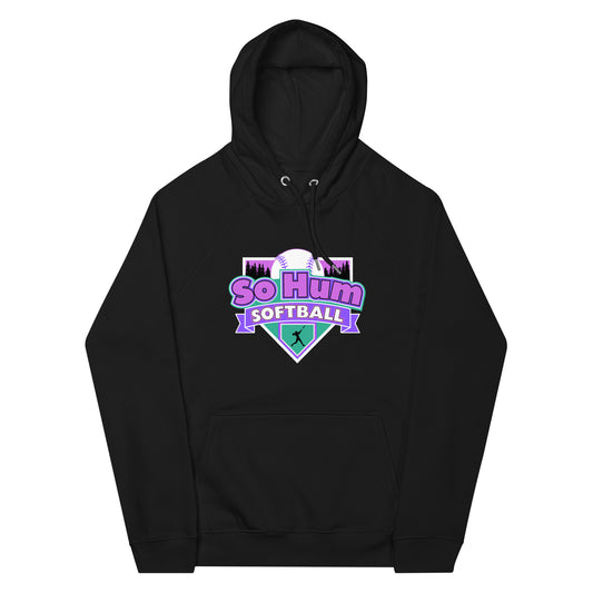 So Hum Softball Pink eco raglan hoodie