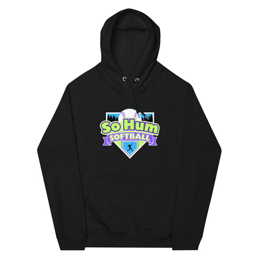 So Hum Softball Green eco raglan hoodie