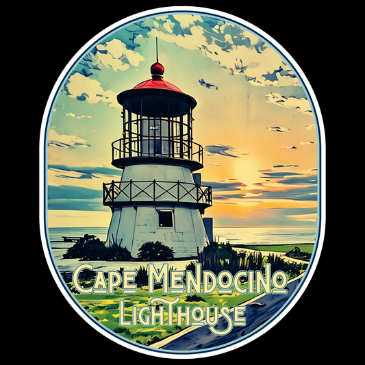 Cape Mendocino Lighthouse" Sticker 25 Pack