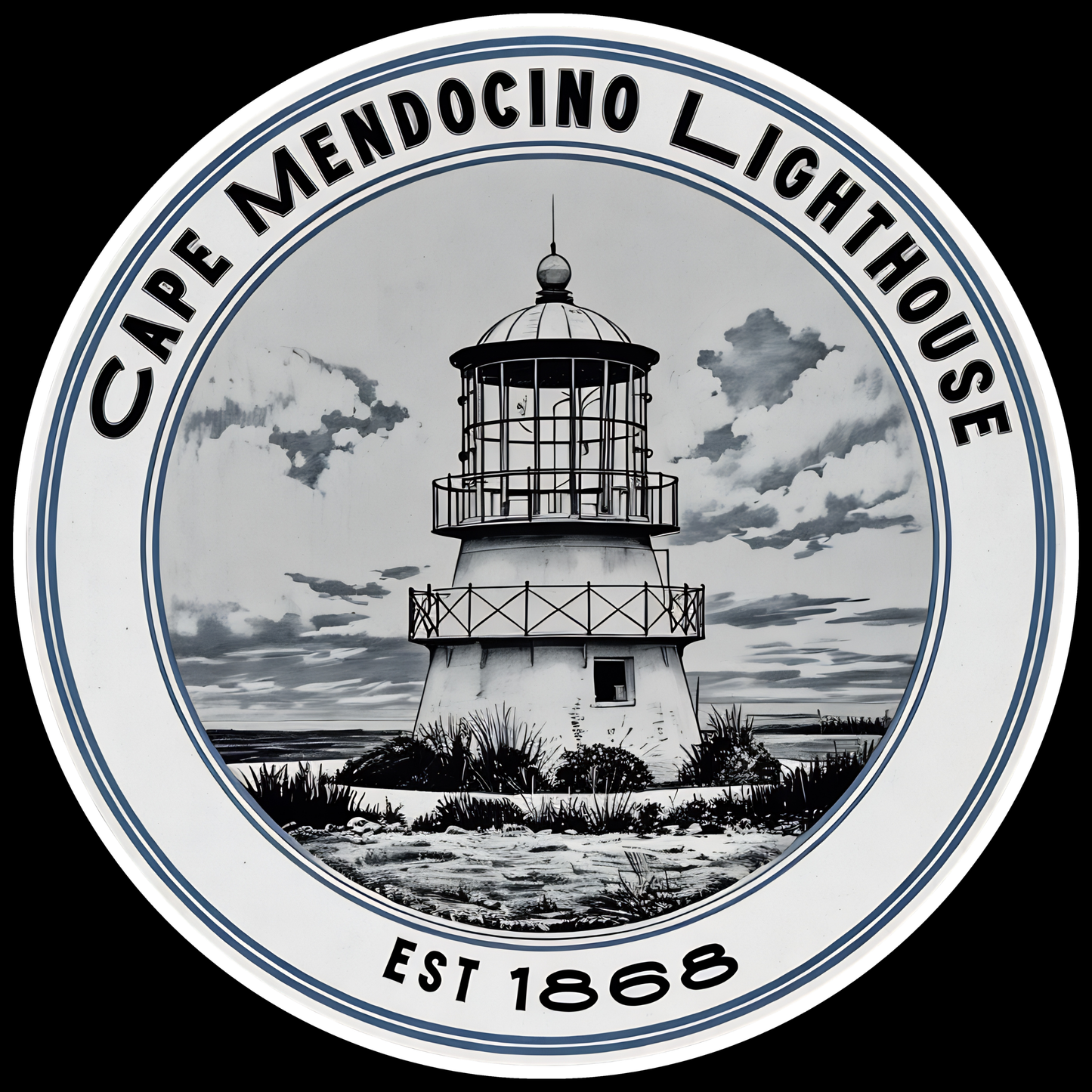 CM Lighthouse BW 4" Sticker 25 Pack