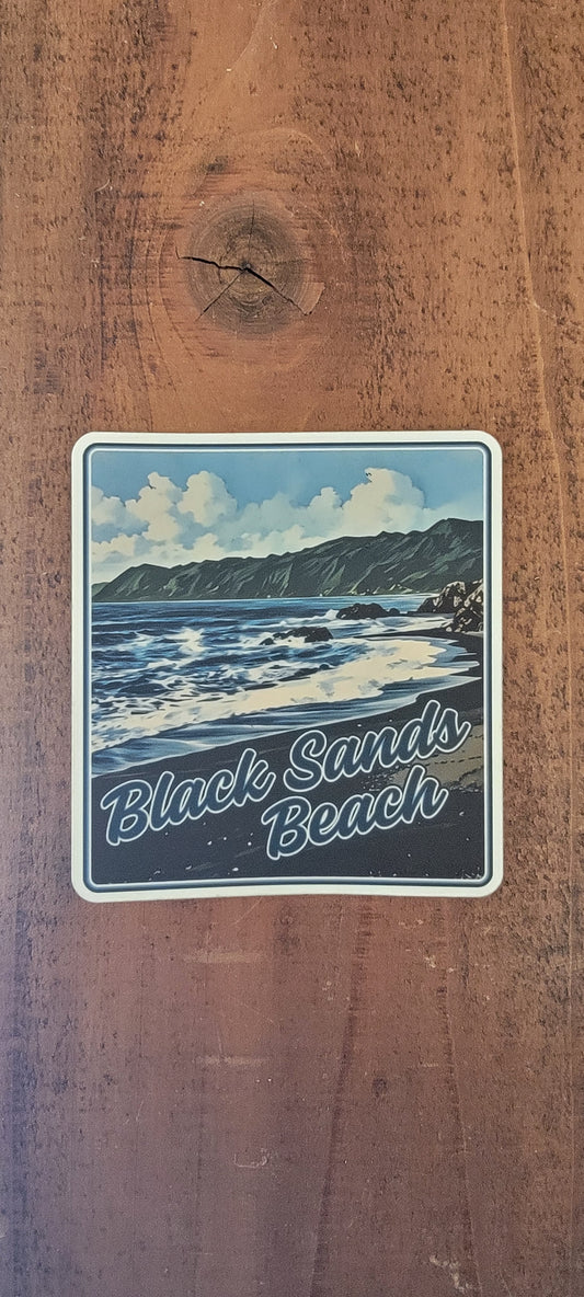 Black Sands Beach 4" Sticker