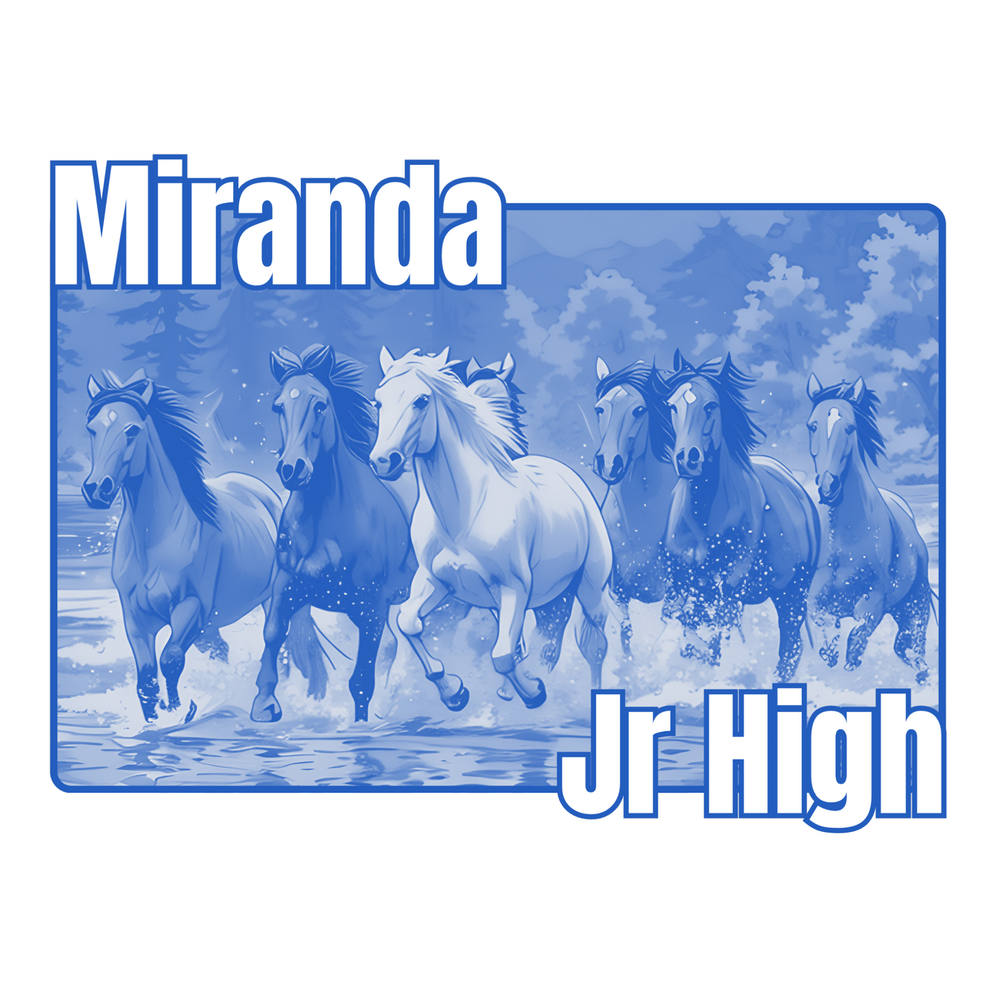 Miranda Jr High Mustangs Blue 4" Sticker