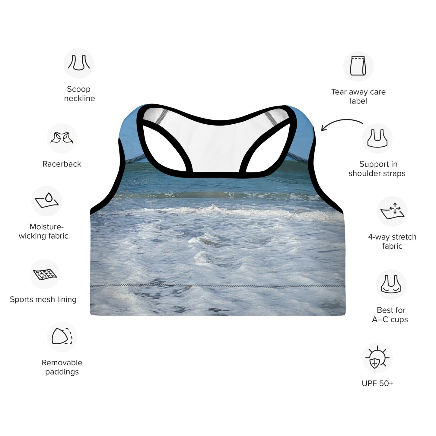 Lost Coast Waves Padded Sports Bra