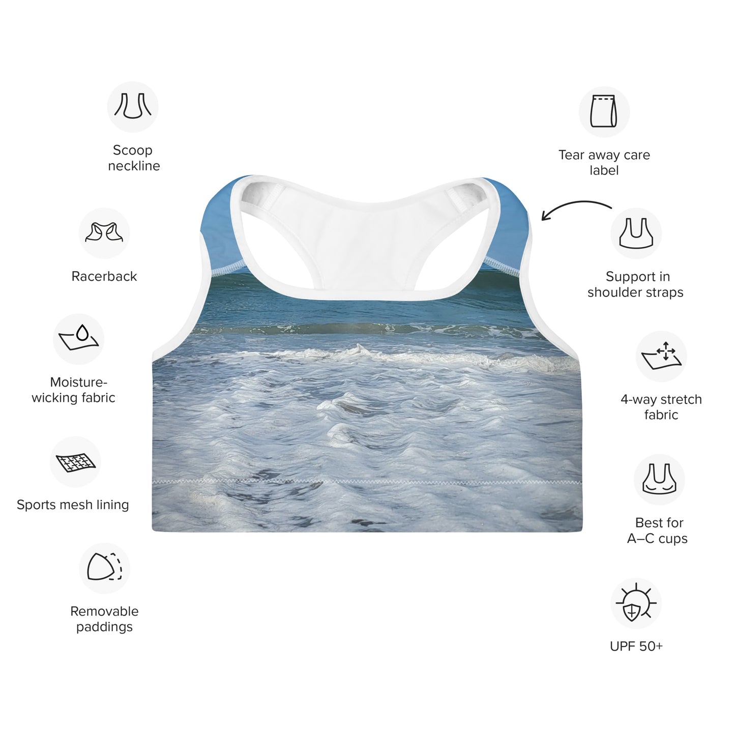 Lost Coast Waves Padded Sports Bra