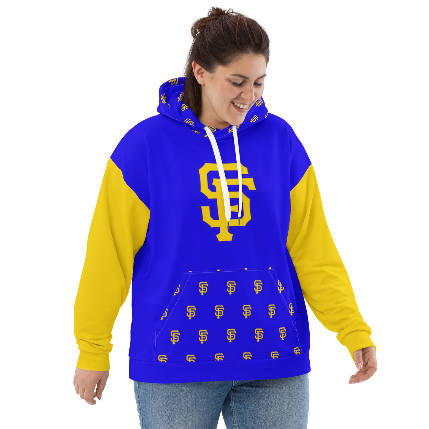 SF Royal Blue with Yellow Gold  Sleeves Hoodie