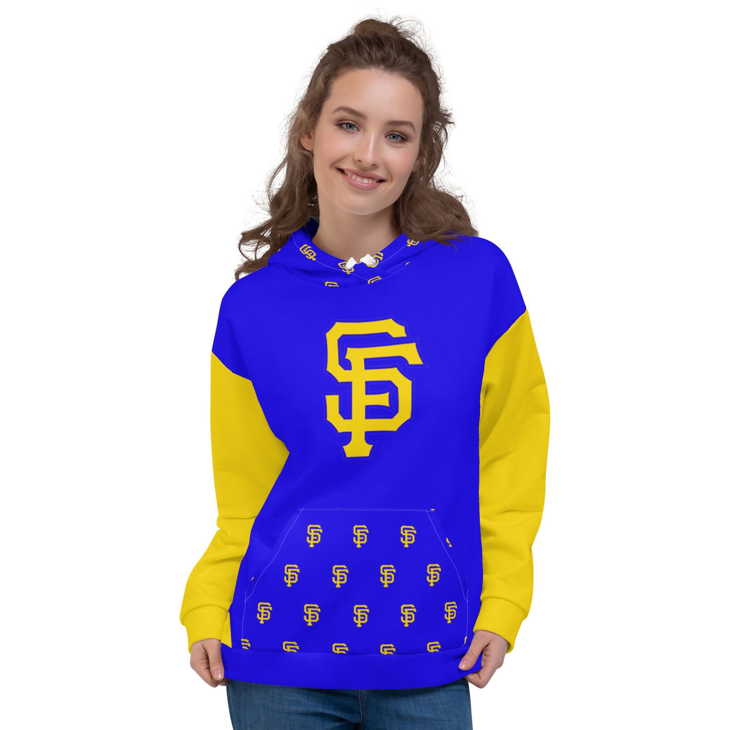 SF Royal Blue with Yellow Gold  Sleeves Hoodie