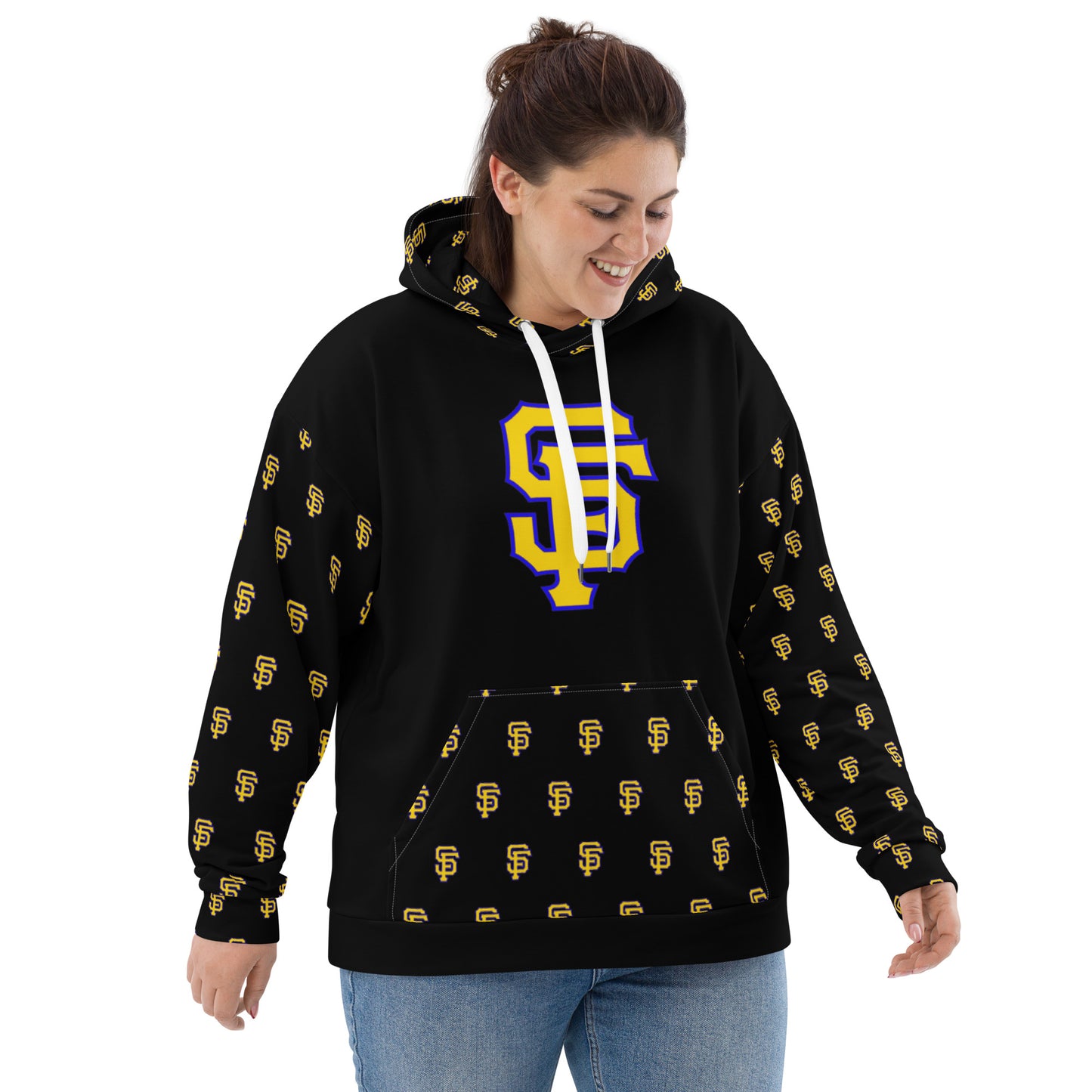 SF Black Hoodie with Printed Sleeves