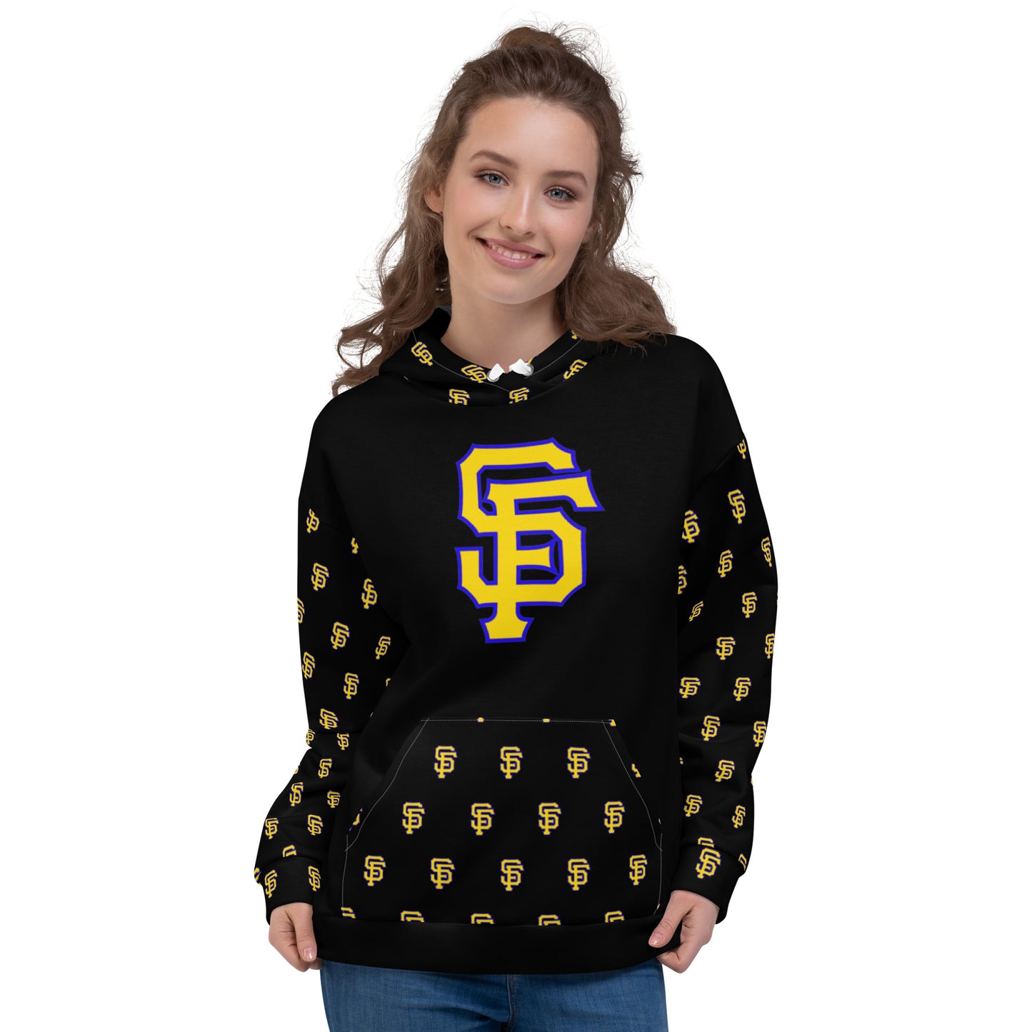 SF Black Hoodie with Printed Sleeves