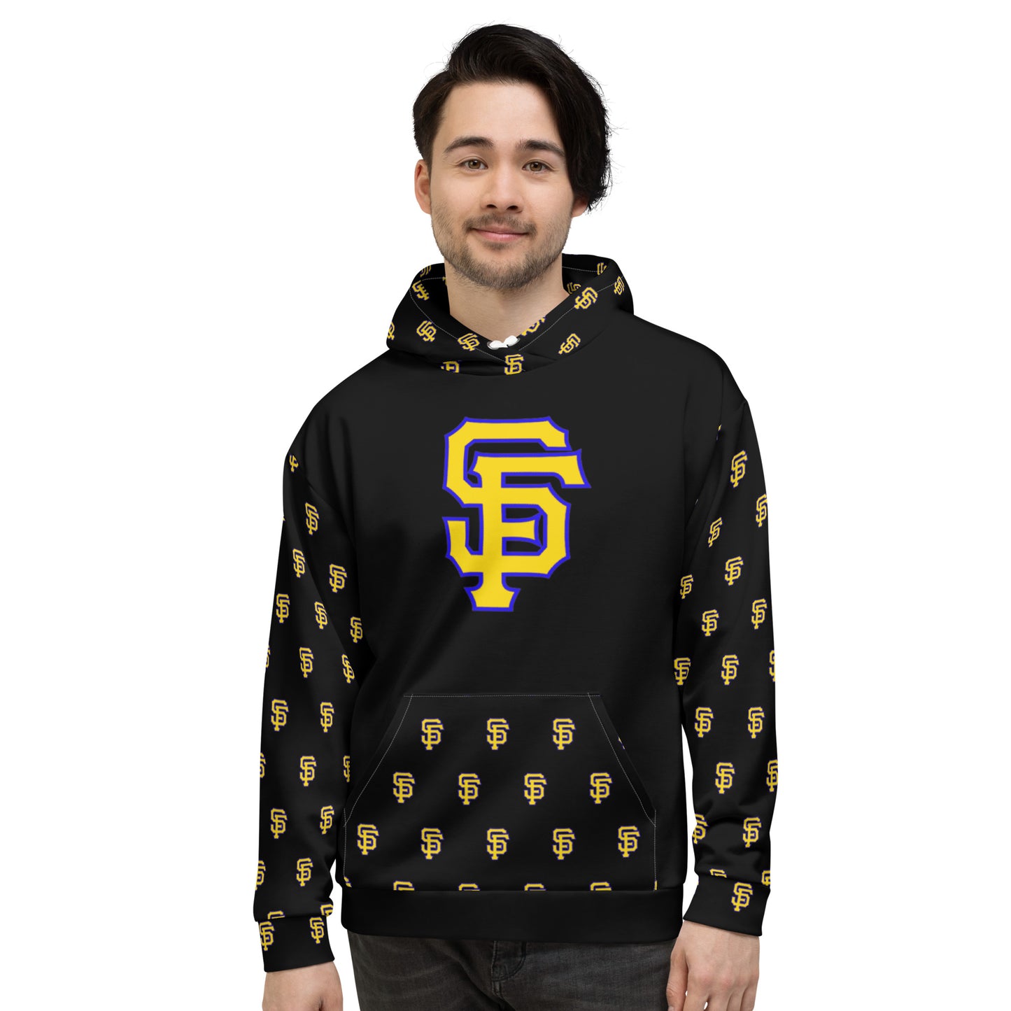 SF Black Hoodie with Printed Sleeves