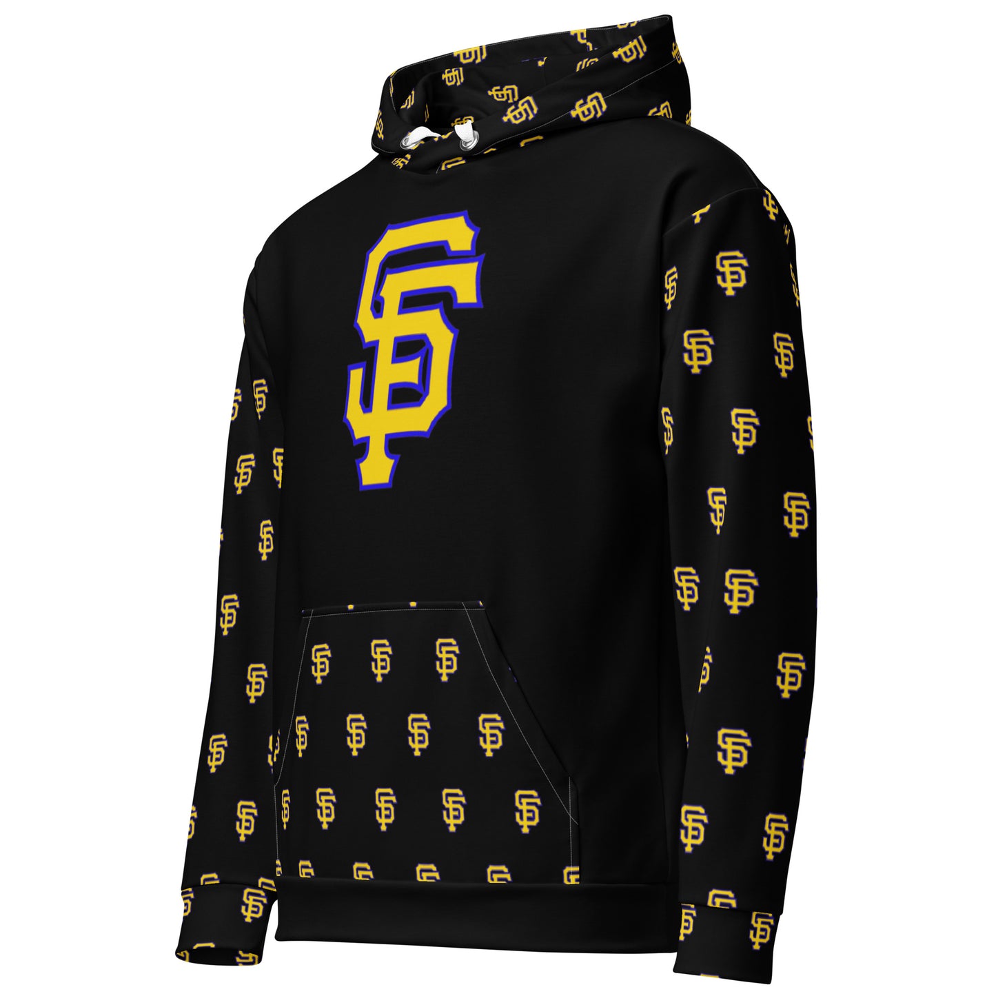 SF Black Hoodie with Printed Sleeves