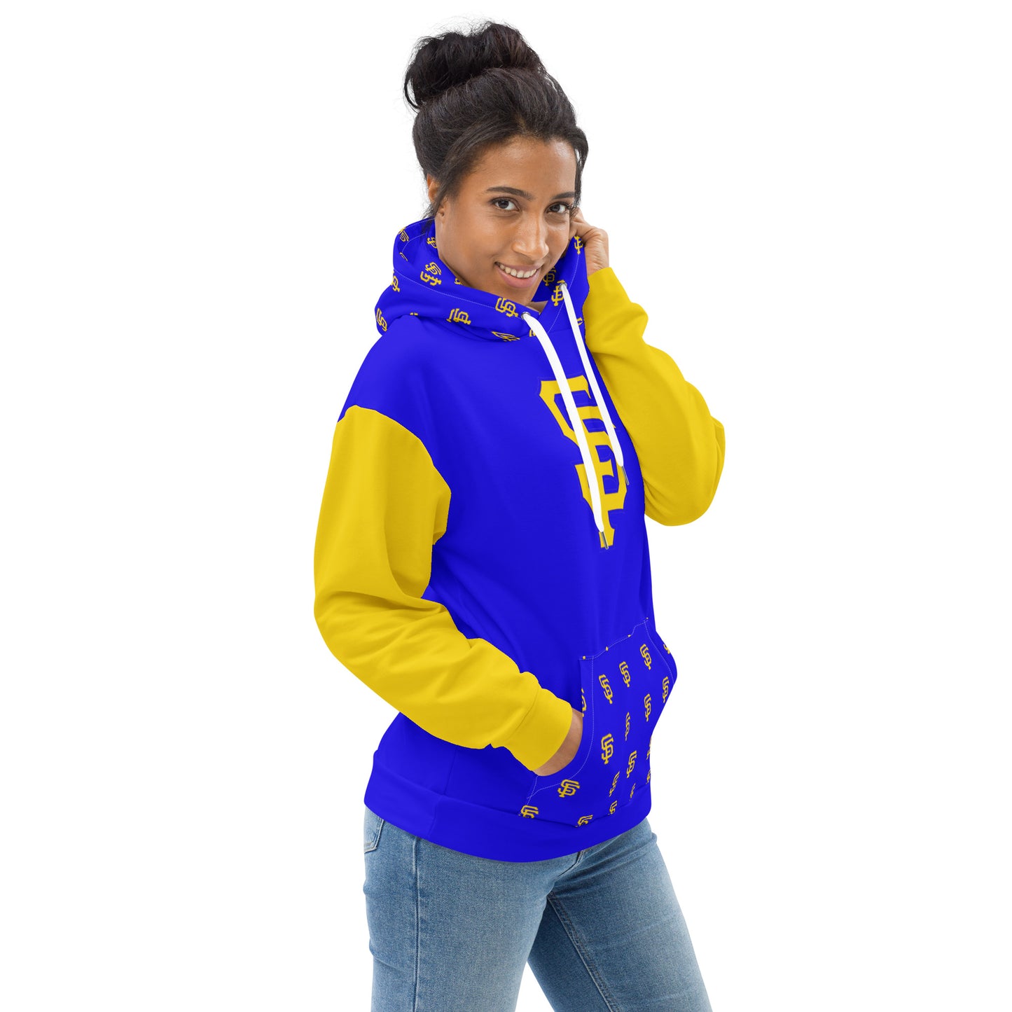 SF Royal Blue with Yellow Gold  Sleeves Hoodie