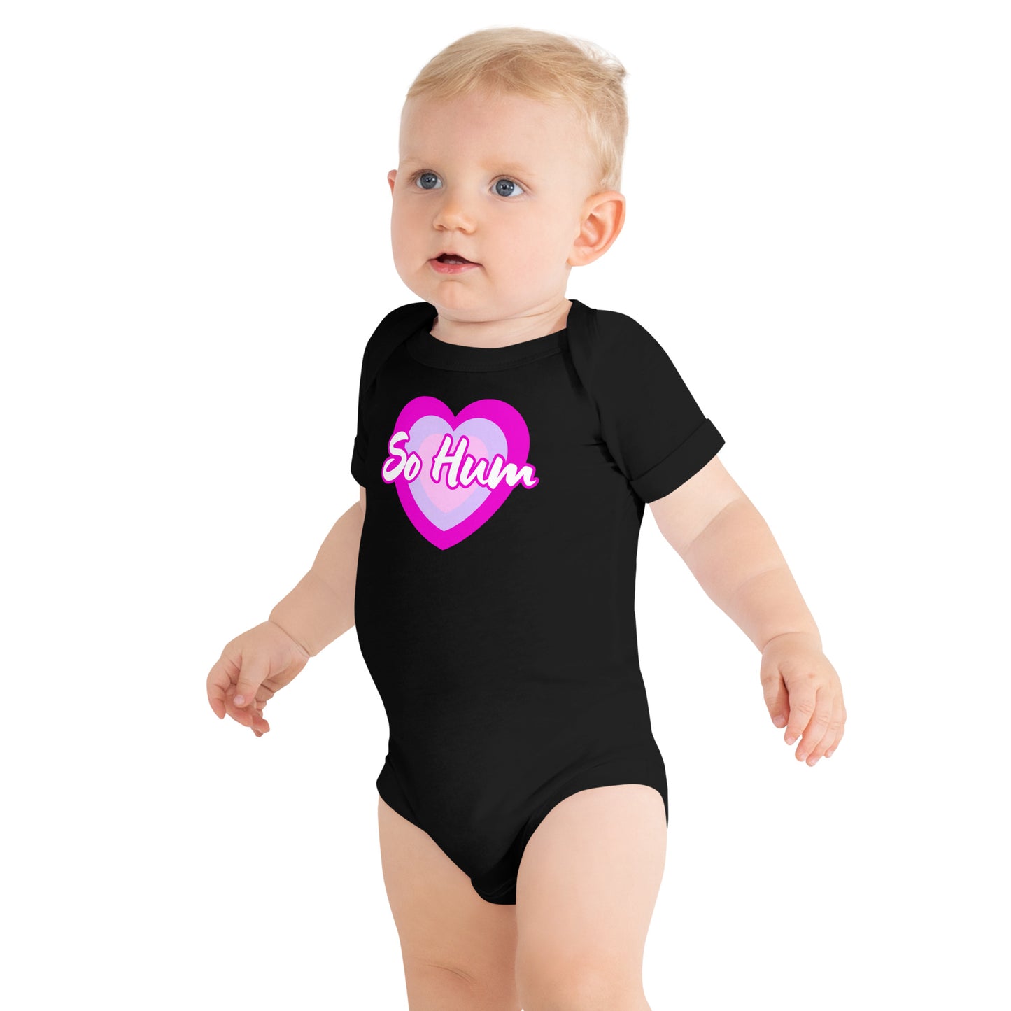 So Hum Pink Hearts Baby short sleeve one piece