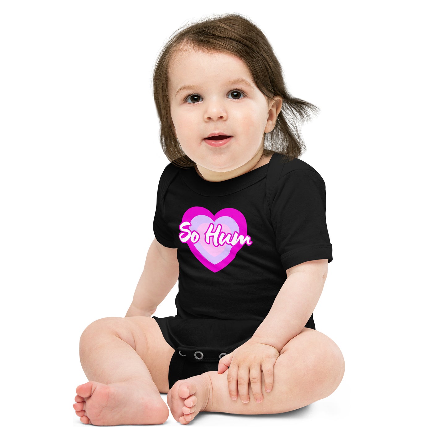 So Hum Pink Hearts Baby short sleeve one piece