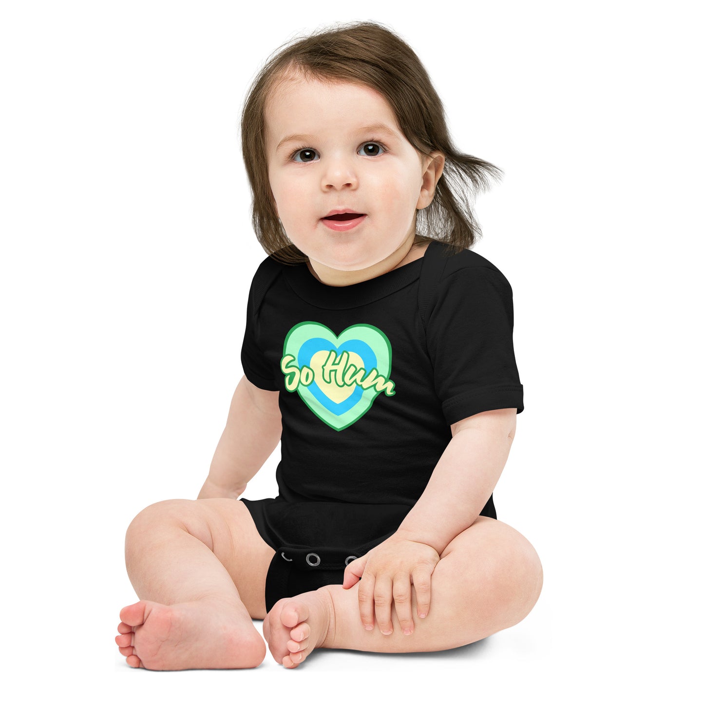 So Hum Green Hearts Baby short sleeve one piece