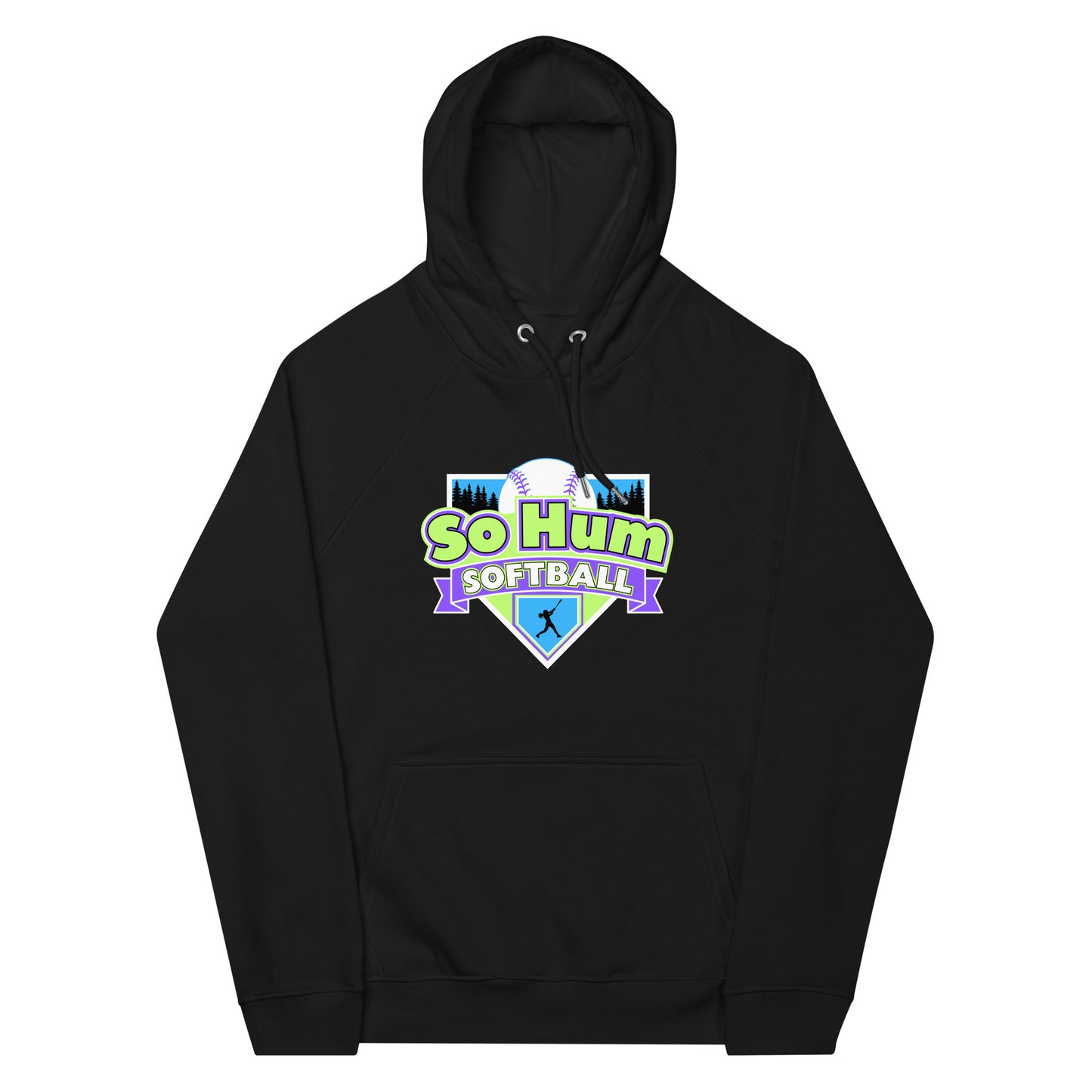 So Hum Softball Green eco raglan hoodie