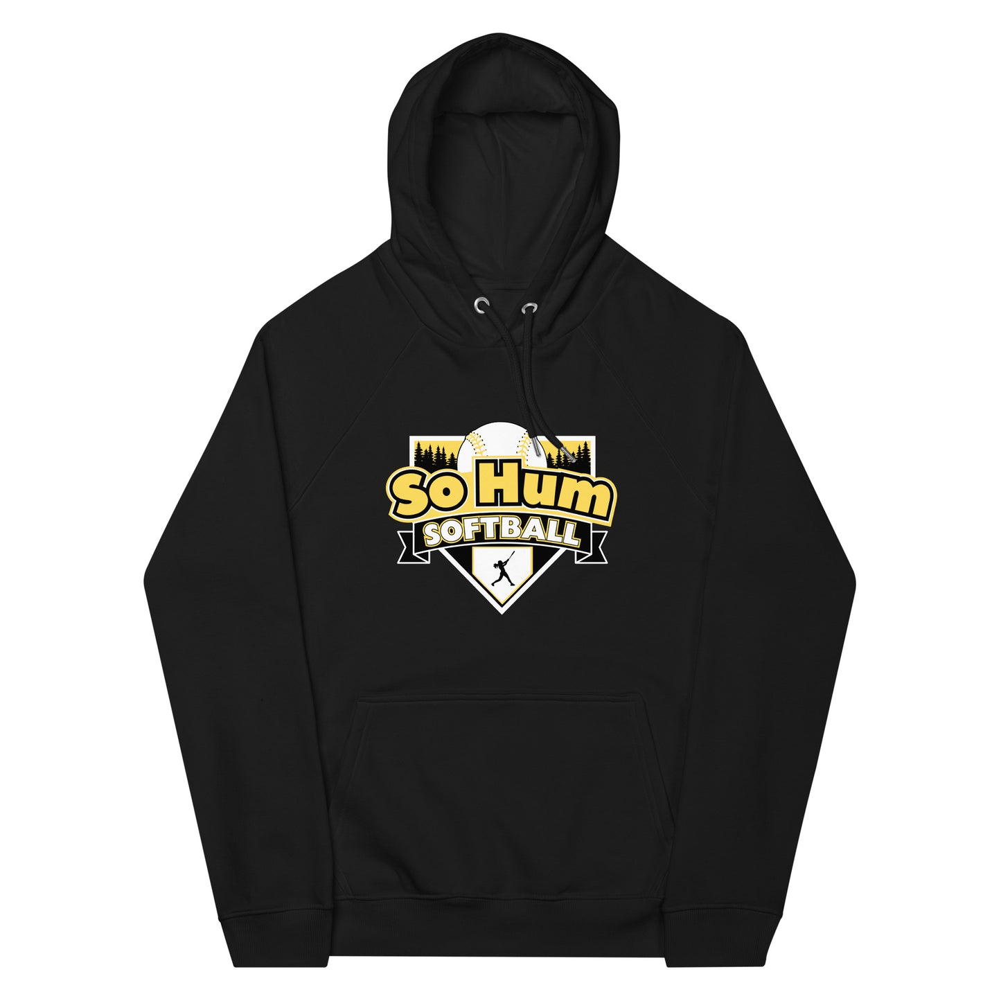 So Hum Softball Yellow eco raglan hoodie