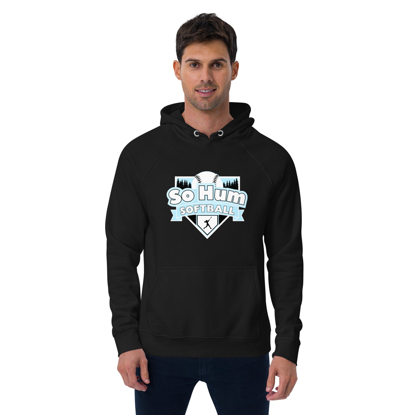 So Hum Softball Light Blue eco raglan hoodie