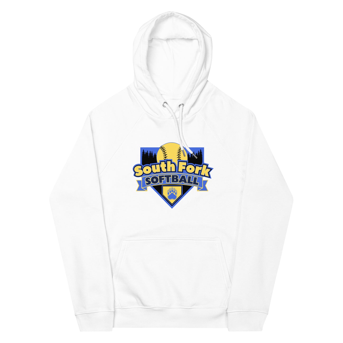 South Fork Softball White eco raglan hoodie