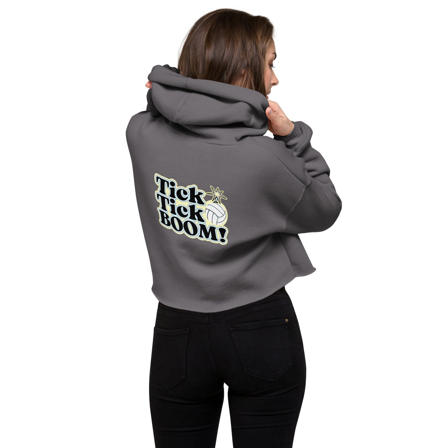 Volleyball Tick Tick BOOM Crop Hoodie